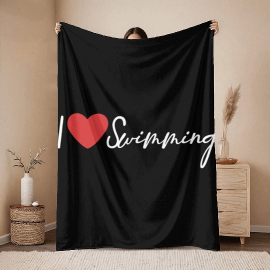I Love Swimming Swimmer Swim Throw Blankets