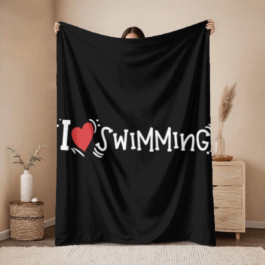 I Love Swimming Swimmer Swim Throw Blankets