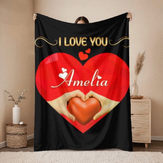 I love you Amelia Throw Blankets