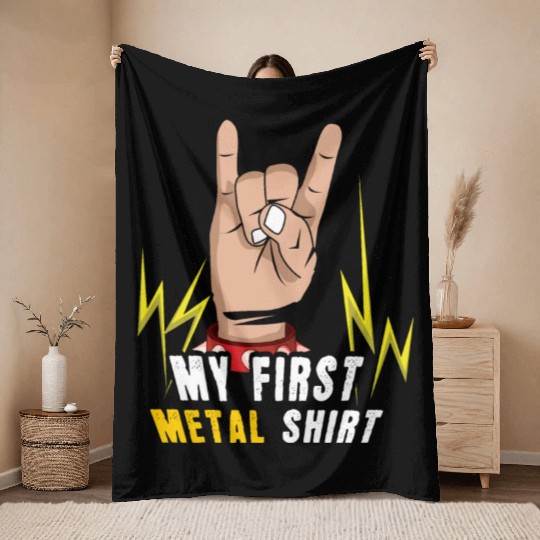 Rock Sign Rocker Hand Metal Kid First Metal Throw Blankets