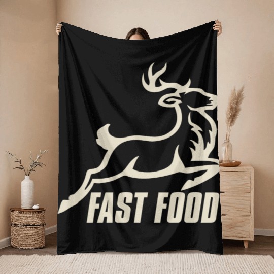 DEER FAST FOOD, Dad Hunter, Gifts For Hunters Throw Blankets