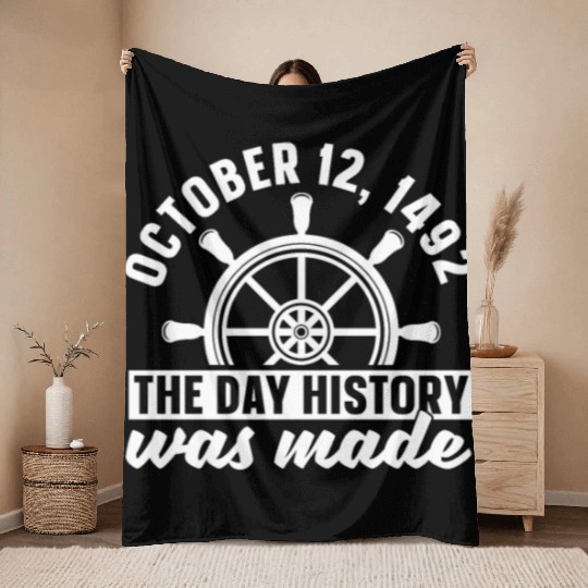 Columbus Day 1492 Sailing Throw Blankets