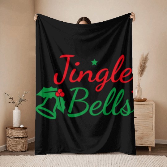 Jingle Bells - Marry Christmas Throw Blankets