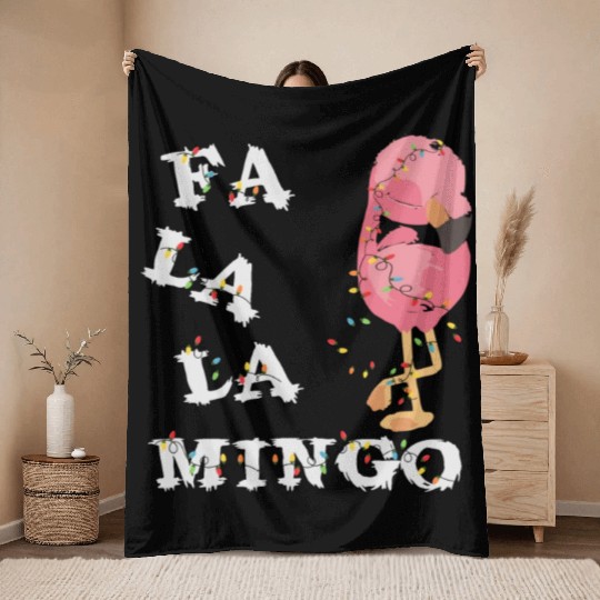 Fa La La Flamingo Family Christmas Throw Blankets