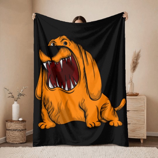 Scary Big Mouth Dog Owners Pet Lover Gift Ideas Throw Blankets