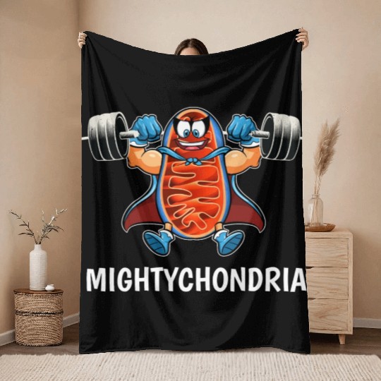 Mightychondria Cellular Biology Science Teacher Throw Blankets