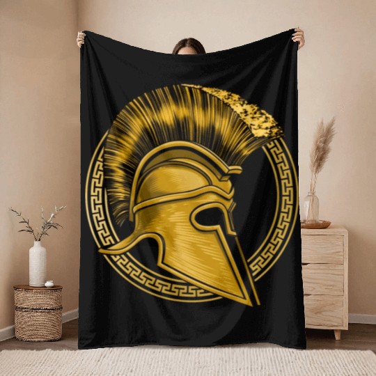 Gold Gladiator Sparta Greek Gym Workout Throw Blankets