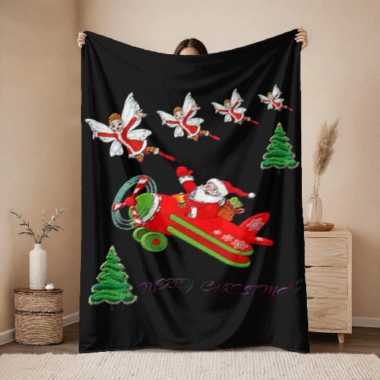 HAPPY MERRY CHRISTMAS Throw Blankets