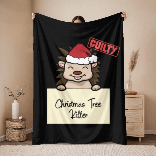 Hedgehog christmas funny prison Throw Blankets
