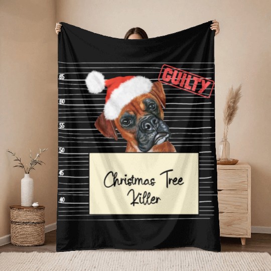 Boxer christmas funny prison Throw Blankets