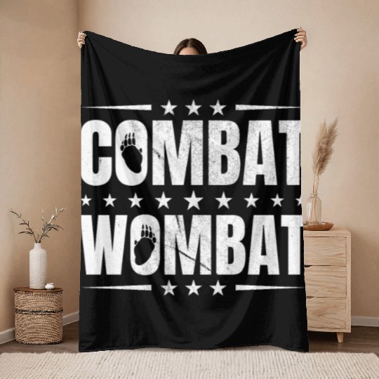 Combat Wombat For A Wombats Lover Throw Blankets