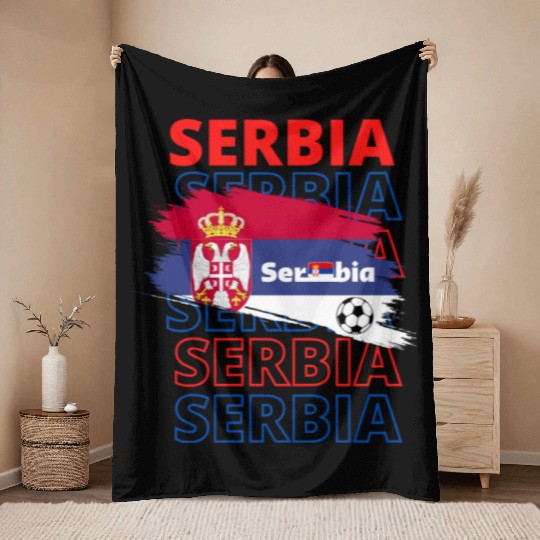 World Serbia Soccer Vintage Throw Blankets