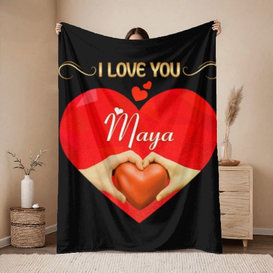 I love you Maya Throw Blankets