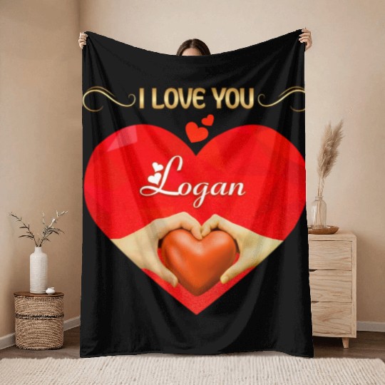 I love you Logan Throw Blankets