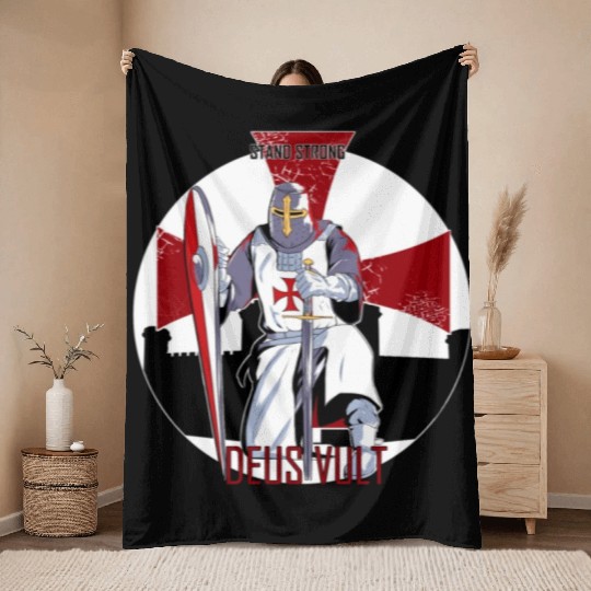 Stand strong and Deus vult Throw Blankets