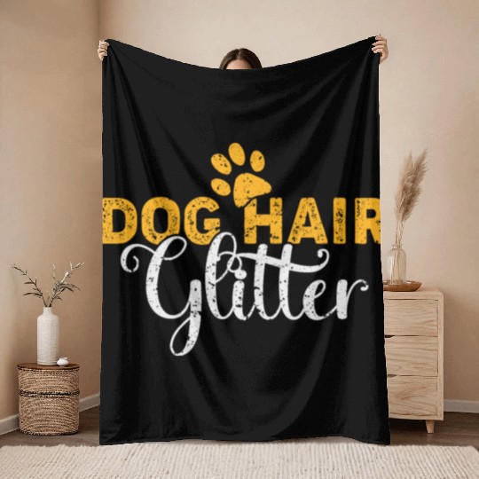 Dog Hair Glitter Dog Owners Pet Lover Gift Ideas Throw Blankets