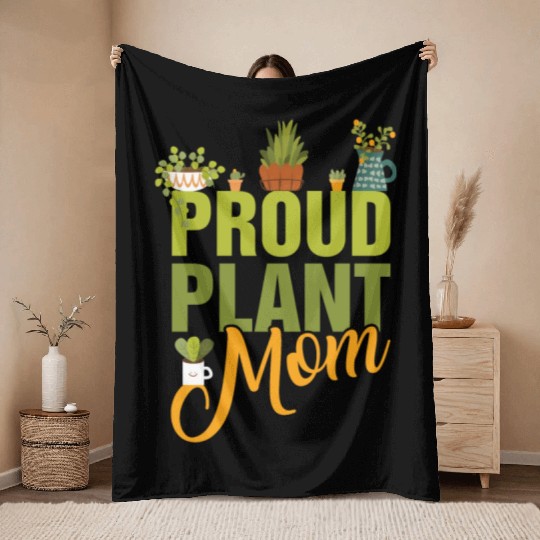 Plant Mom Throw Blankets