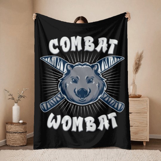 Combat Wombat For A Wombats Lover Throw Blankets