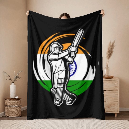 India Cricket Player Throw Blankets