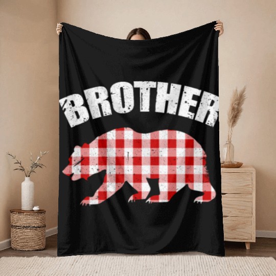 Brother Birthday Plaid Bear Throw Blankets