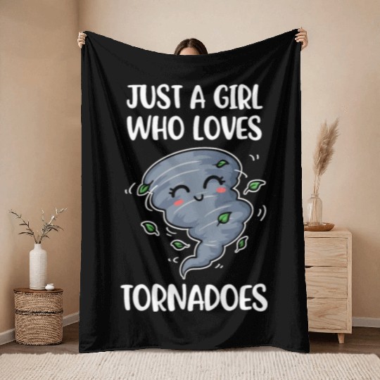 Girl Loves Tornadoes Funny Meteorology Gift Throw Blankets
