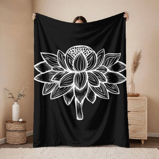 Flower Sunflower Drawing Illustration Throw Blankets Throw Blankets