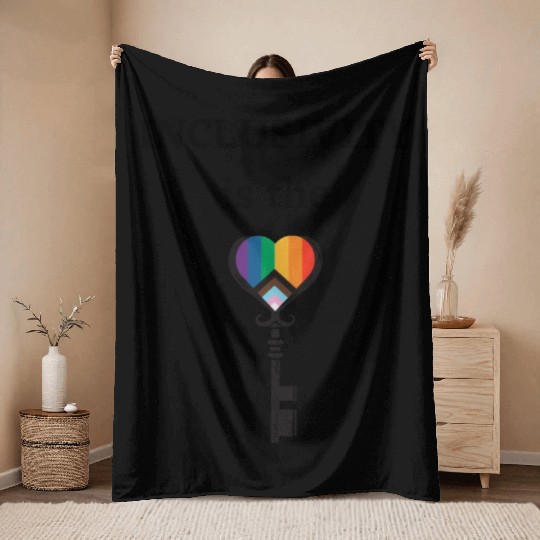 INCLUSIVITY is the Key LGBTQ Love Heart Throw Blankets