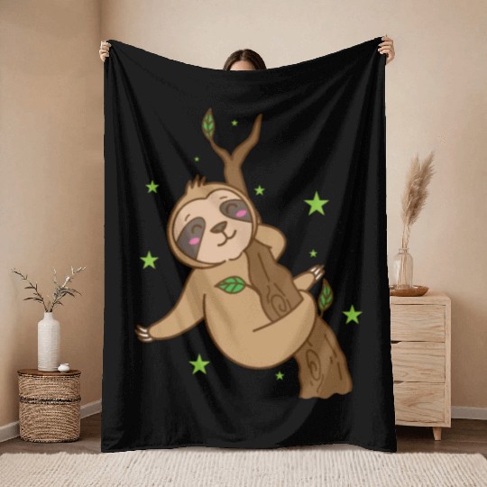 Sloth chilling on Tree Nature lazy Throw Blankets