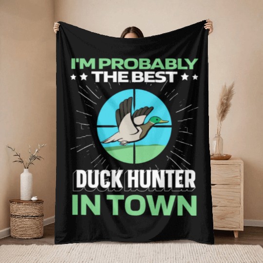 Duck Hunting Funny Throw Blankets