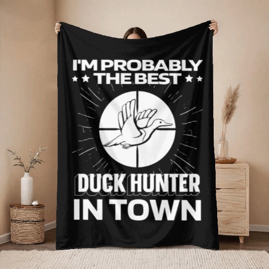 Duck Hunting Funny Throw Blankets