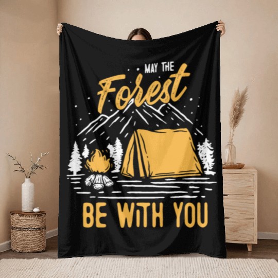 May The Forest Be With You Throw Blankets
