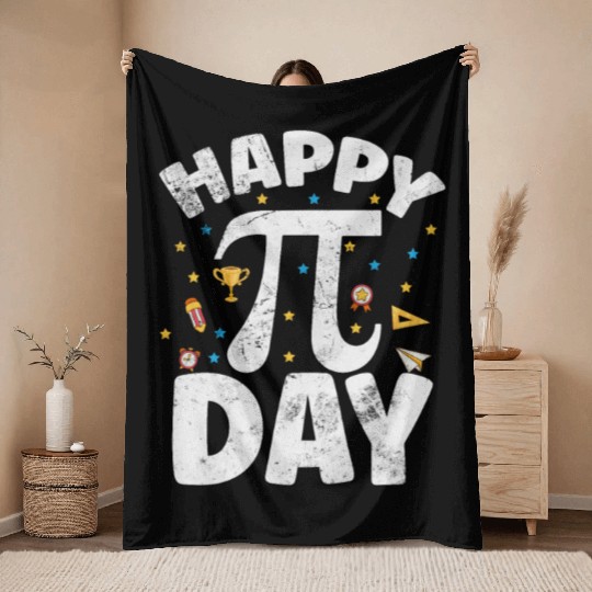 Happy Pi Day Kids Math Teachers Student Professor Throw Blankets