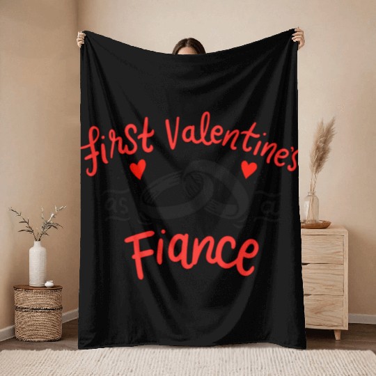 first valentine as fiance hearts day engagement Throw Blankets