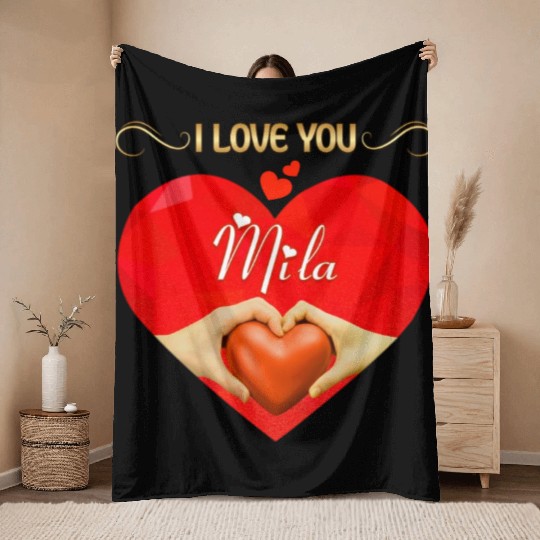 I love you Mila Throw Blankets