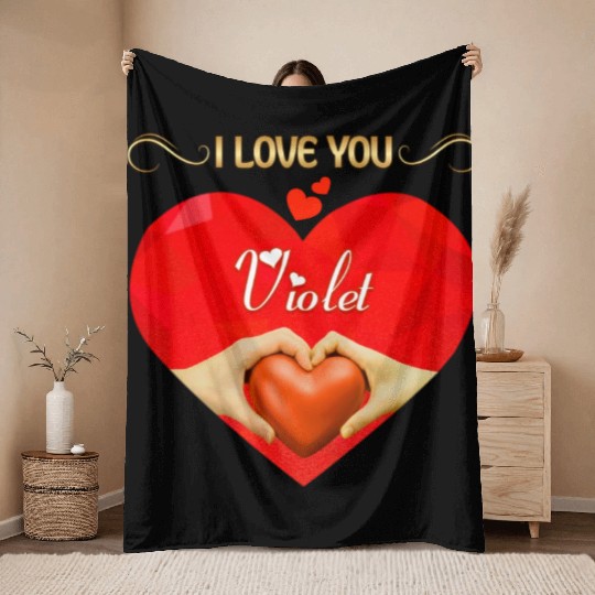 I love you Violet Throw Blankets