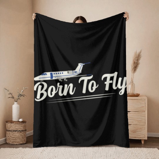 Born To Fly Airline Pilot Aviation Throw Blankets