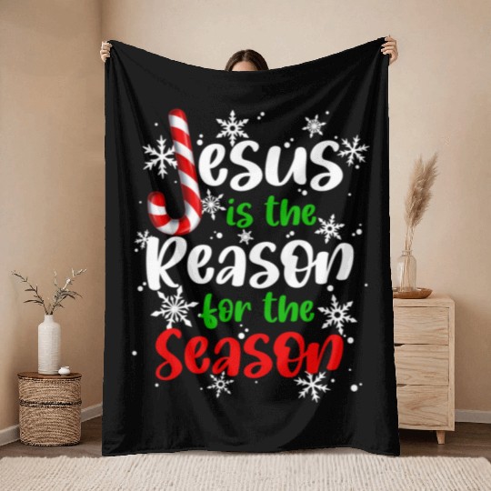 Jesus is The Reason for the Season Candy Christian Throw Blankets