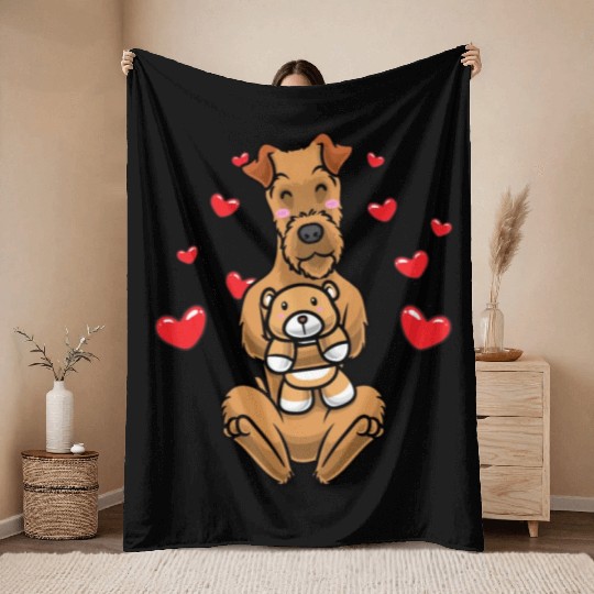 Kawaii Irish Terrier Stuffed Animal Dog Irish Red Throw Blankets