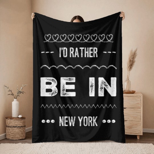 I'd rather be in New York City taxi Broadway Wall Throw Blankets