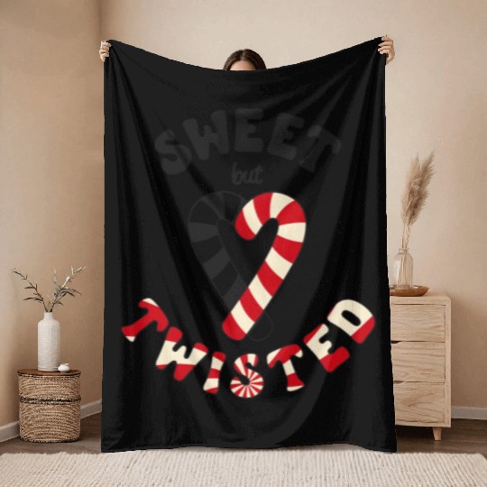 Sweet but twisted candy canes pun Throw Blankets