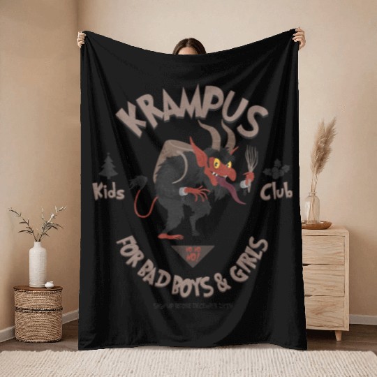 Krampus Kids Club Naughty Bad Boys & Girls Xmas Throw Blankets