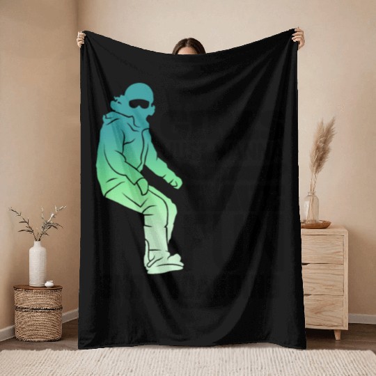 Snowboard girl woman winter holidays Throw Blankets