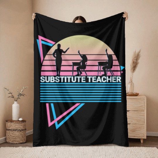 Substitute Teacher Retro Throw Blankets