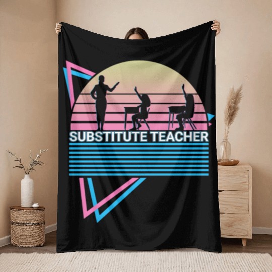 Substitute Teacher Retro Throw Blankets
