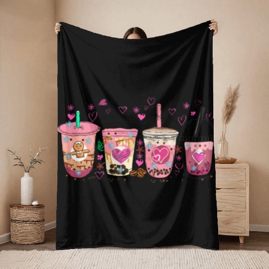 Valentine latte coffee lover, Valentine coffee Throw Blankets
