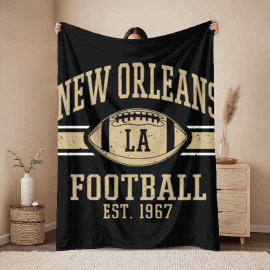 New Orleans Football Vintage Louisiana Nola Saint Throw Blankets
