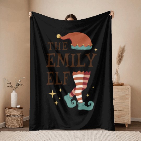 The Emily Elf - Christmas Pajama for Emily Throw Blankets