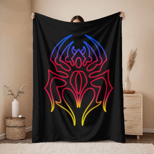 spider tribal Throw Blankets