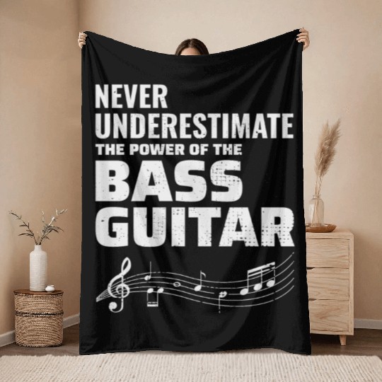 Bass Guitar Player Music Musician Bassist Funny Throw Blankets