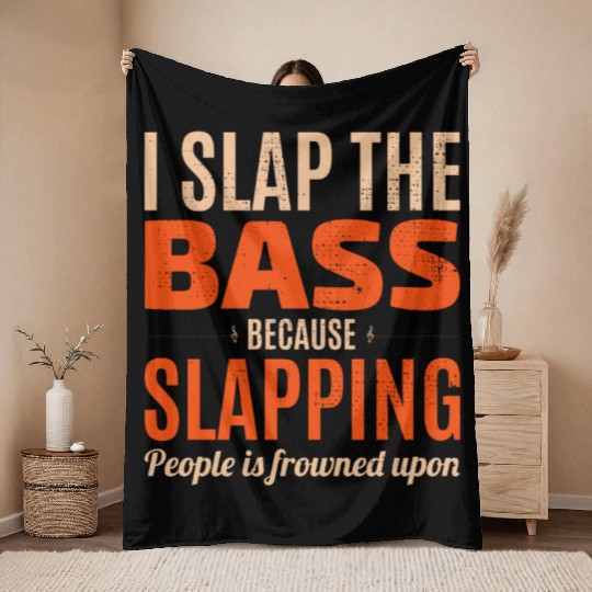 Bass Guitar Player Music Musician Bassist Funny Throw Blankets
